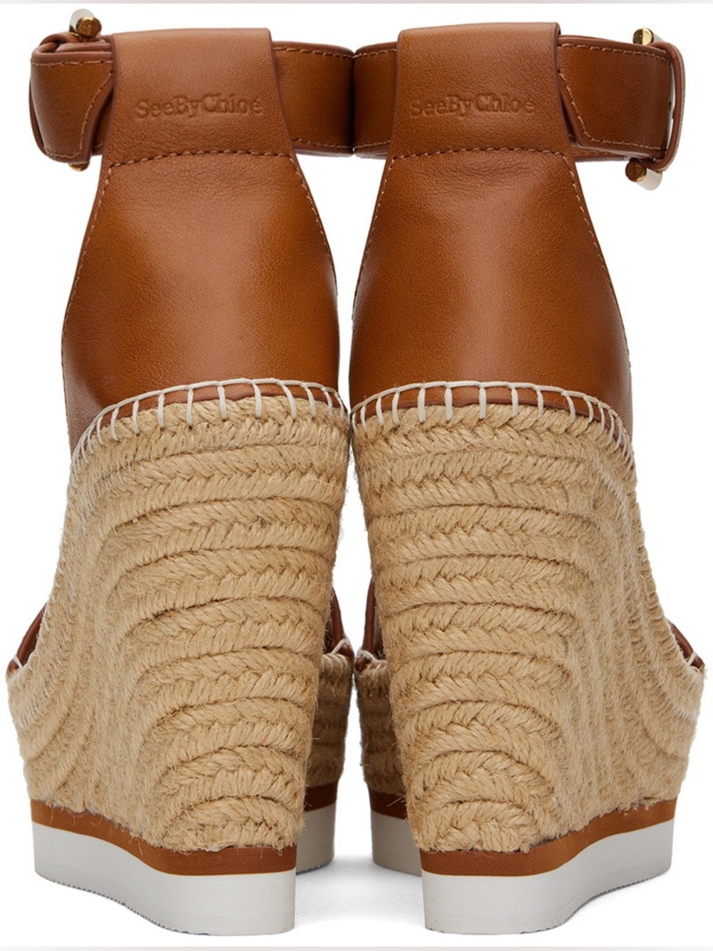 See By Chloe Glyn Espadrille Platform Wedge Leather Sandals Sz 40 BNWB - Picture 8 of 14